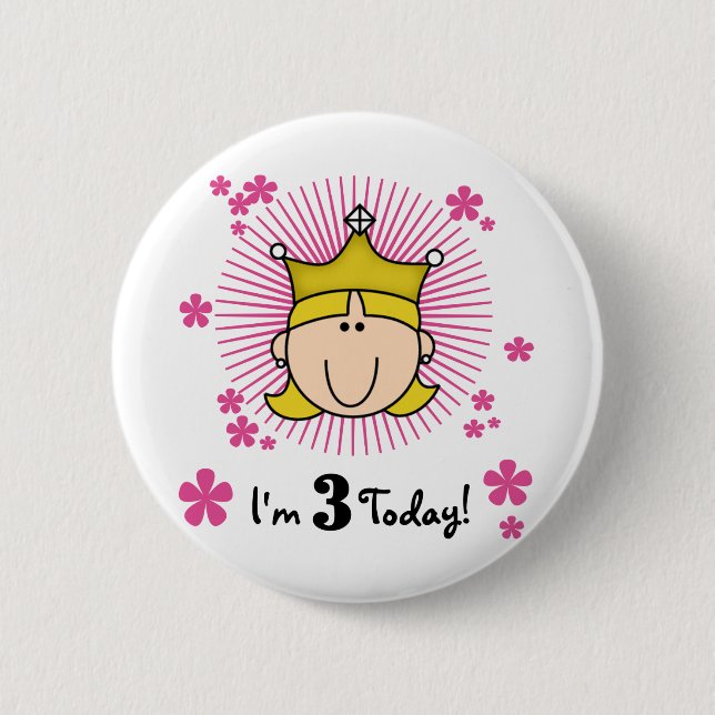 Badge Rond 5 Cm Blond Princess 3e Anniversaire Tshirts & cadeaux (Devant)