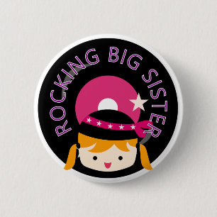 Badge Rond 5 Cm Blond Rocking Big Sister