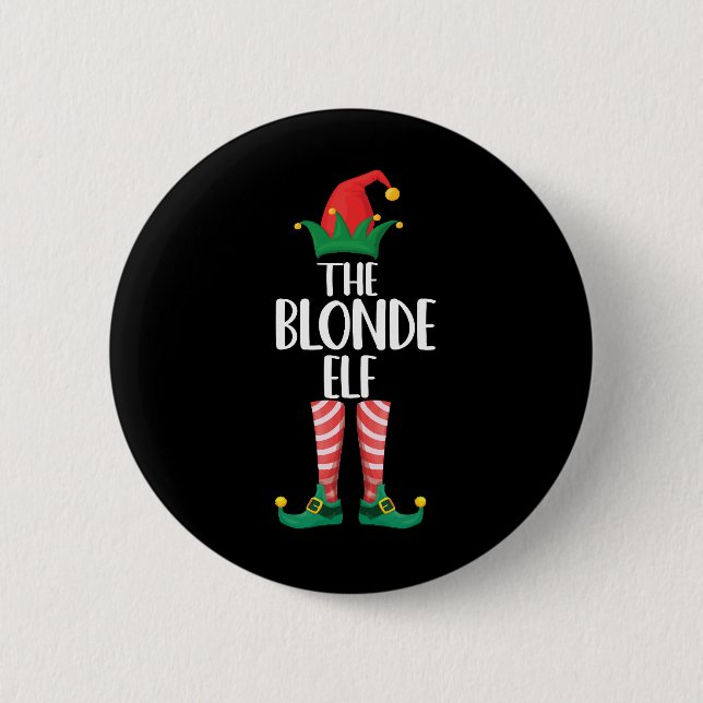 Badge Rond 5 Cm Blonde Elf Correspondant Famille de Noël Elf (Devant)