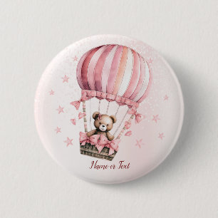 Badge Rond 5 Cm Blonde en Teddy Bear Rose Cute Hot Air