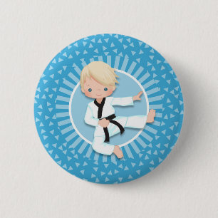 Badge Rond 5 Cm Blonde Karate Boy Judo Martial Arts