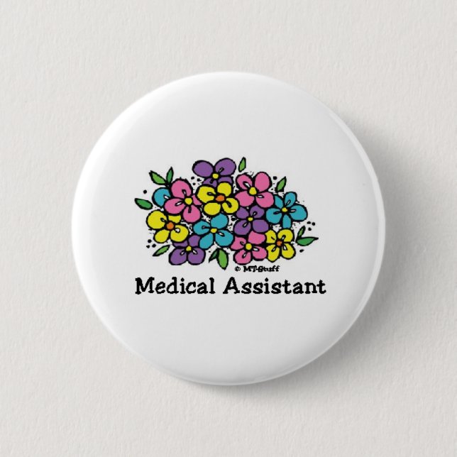 Badge Rond 5 Cm Blooms de l'Assistant Médicale (Devant)