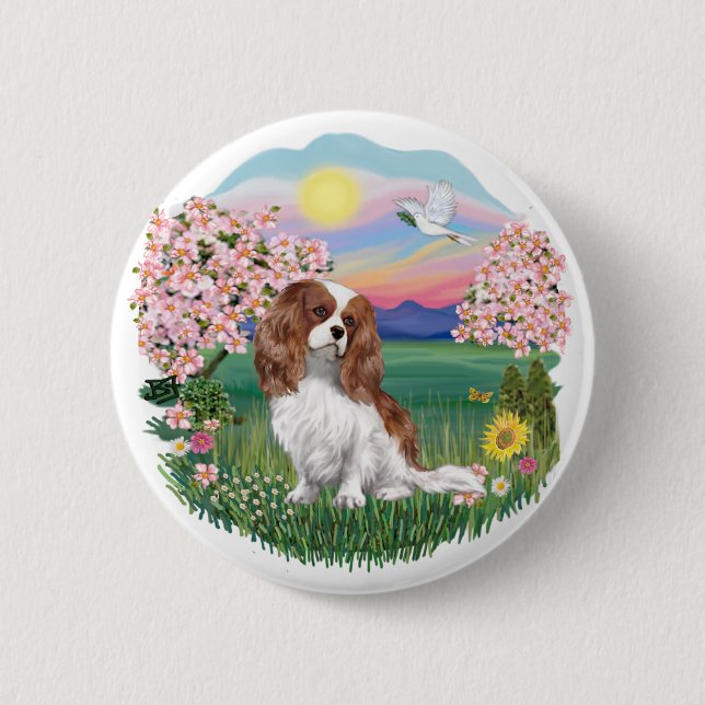 Badge Rond 5 Cm Blossoms - Blenheim Cavalier (Devant)