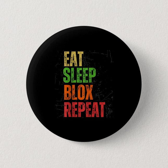Badge Rond 5 Cm Blox Gaming Tee, Eat Sleep Blox Repeat, Kids Gamin (Devant)