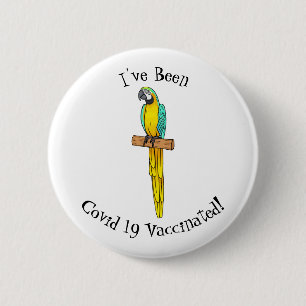 Badge Rond 5 Cm Blue-and-yellow macaw bird cartoon illustration