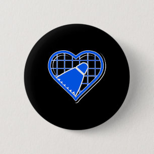 Badge Rond 5 Cm Blue Badminton Heart Pour Les Amateurs De Badminto