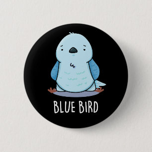Badge Rond 5 Cm Blue Bird Funny Animal Pun Dark BG