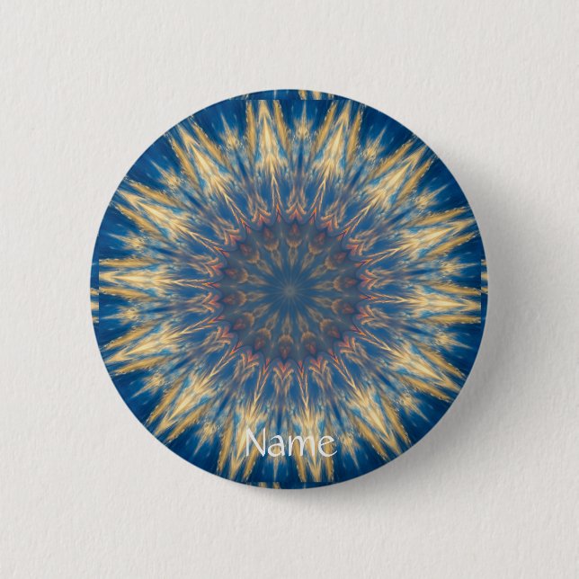 Badge Rond 5 Cm Blue Chakra Kaleidoscope Thunder_Cove (Devant)