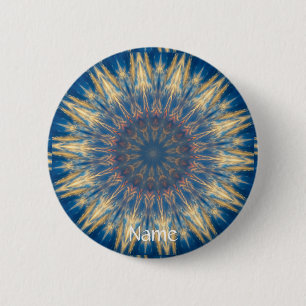 Badge Rond 5 Cm Blue Chakra Kaleidoscope Thunder_Cove