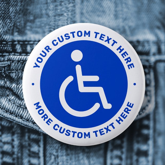 Badge Rond 5 Cm Blue disabled symbol and custom text (Blue disabled symbol and custom text button)