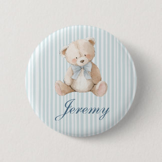 Badge Rond 5 Cm Blue Elegant Teddy Bear Button