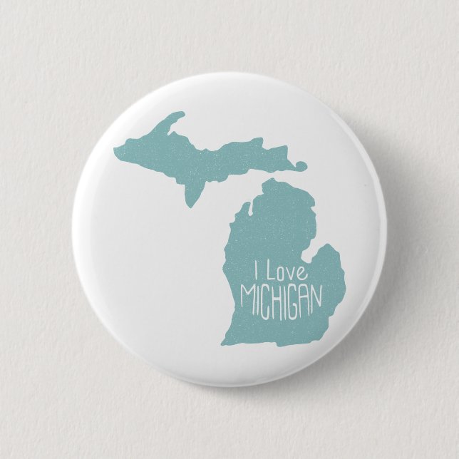 Badge Rond 5 Cm Blue Grey I Love Michigan Silhouette (Devant)