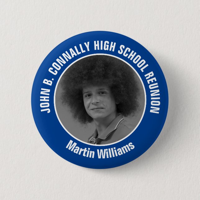 Badge Rond 5 Cm Blue High School Reunion Yearbook Photo (Devant)