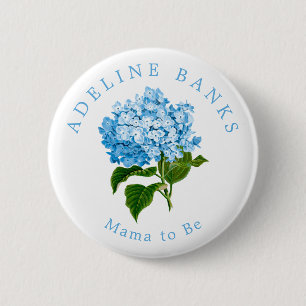 Badge Rond 5 Cm Blue Hydrangea Mama à être Baby shower