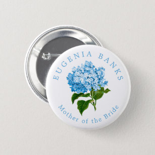 Badge Rond 5 Cm Blue Hydrangea mariage fête mère de la mariée