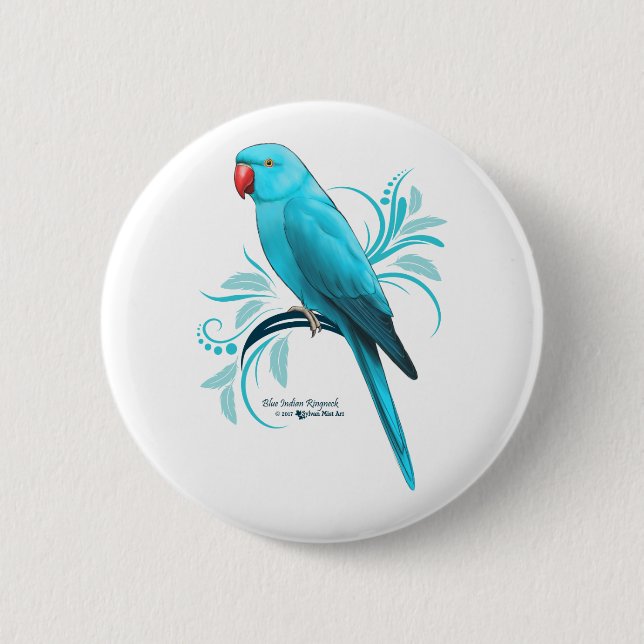 Badge Rond 5 Cm Blue Indian Ringneck Parrot (Devant)