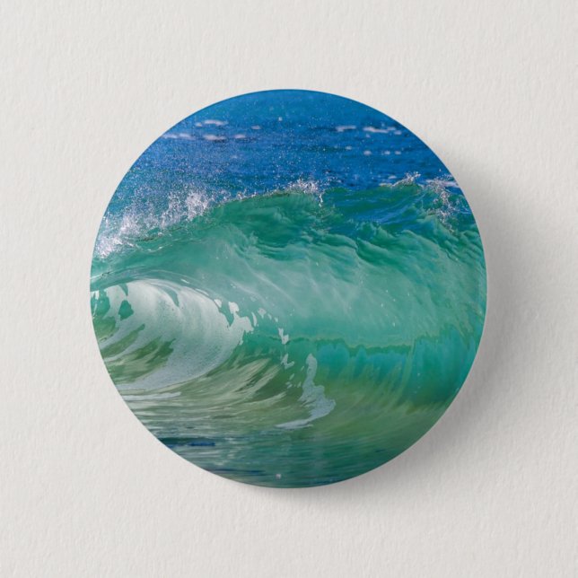Badge Rond 5 Cm Blue Ocean Summer Beach Waves (Devant)