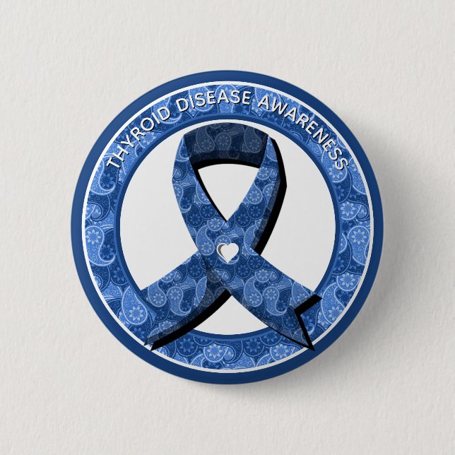 Badge Rond 5 Cm Blue Paisley Awareness Blue Ribbon (Devant)