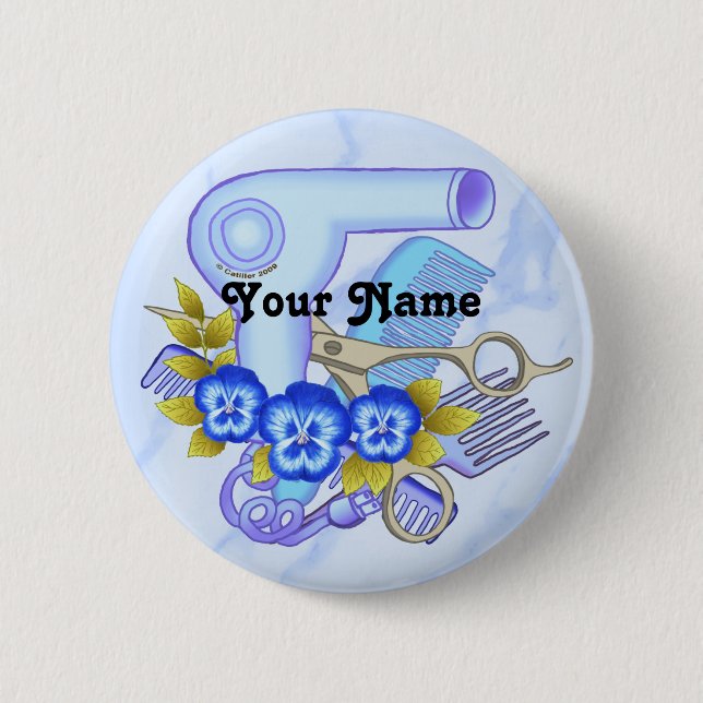 Badge Rond 5 Cm Blue Pansy Beautician  (Devant)