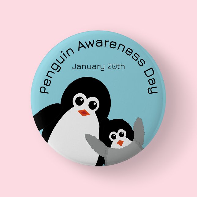 Badge Rond 5 Cm Blue Penguin Awareness Day (Penguin)