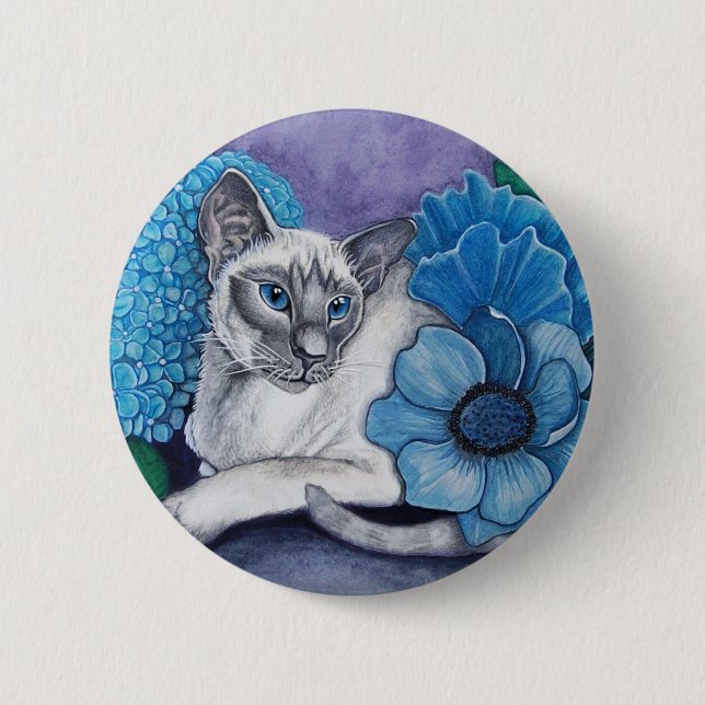 Badge Rond 5 Cm Blue Point Siamese chat (Devant)