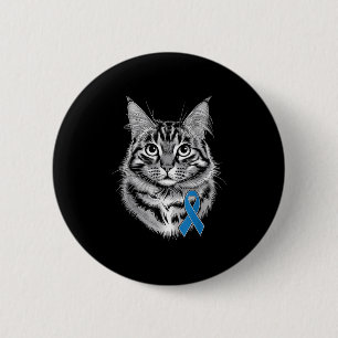 Badge Rond 5 Cm Blue Ribbon Support Diabète Sensibilisation Chat P