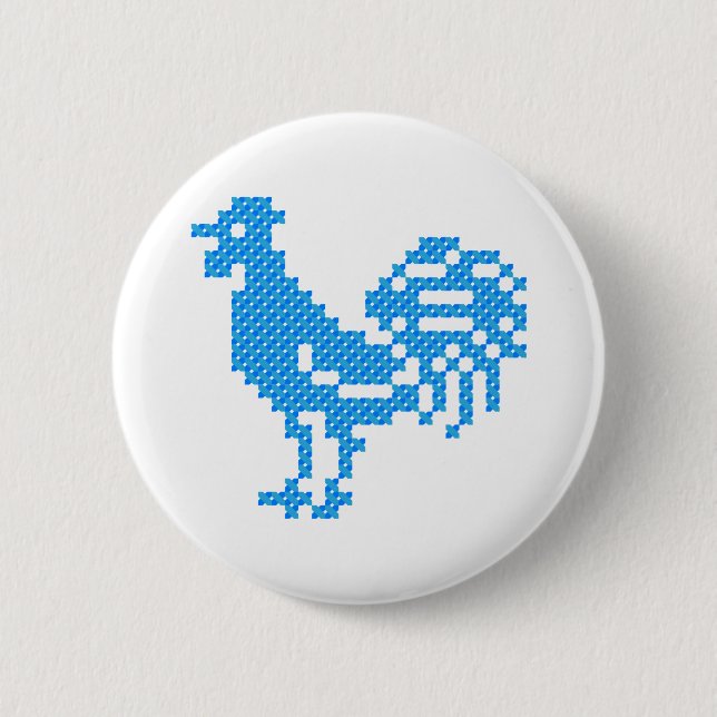 Badge Rond 5 Cm Blue Rooster (Devant)