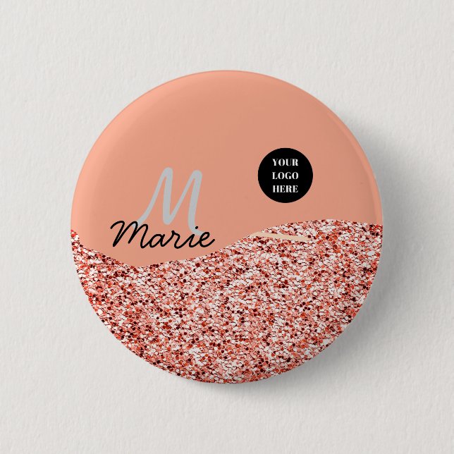 Badge Rond 5 Cm blue sparkle ajouter un logo texte merci escompte (Devant)