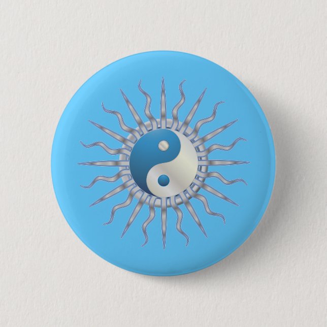 Badge Rond 5 Cm Blue Starburst Yin Yang (Devant)