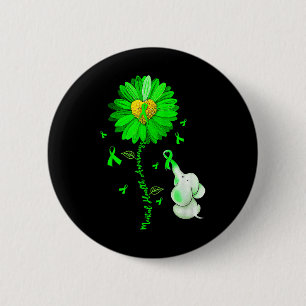 Badge Rond 5 Cm Blue Sunflower Elephant Étalon Répandre sensibilis