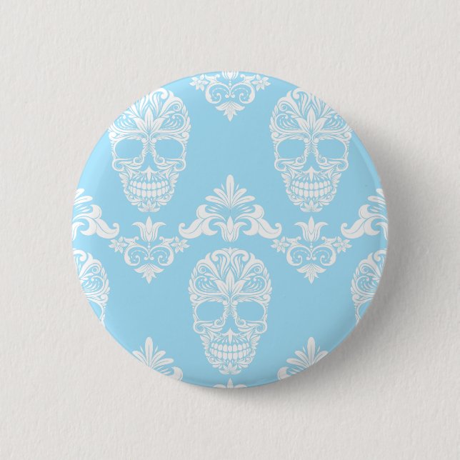 Badge Rond 5 Cm blue victorian skulls (Devant)