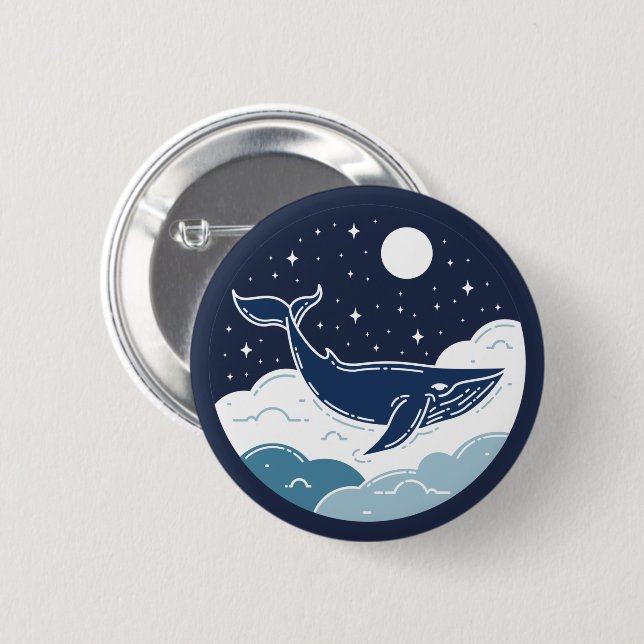 Badge Rond 5 Cm Blue Whale Dream (Devant & derrière)