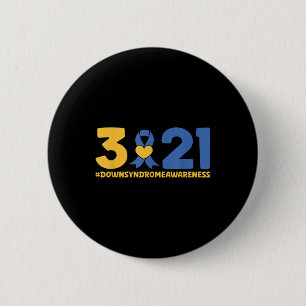 Badge Rond 5 Cm Blue Yellow Heart 21 World Down Syndrome Sensibili
