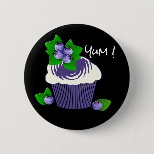 Badge Rond 5 Cm Blueberry Cupcake Yum !