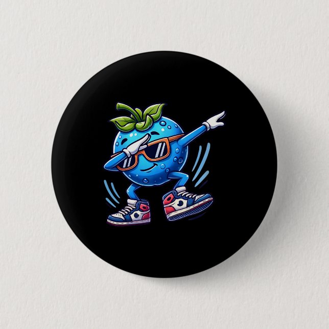 Badge Rond 5 Cm Blueberry Dabbing Dancing Blueberry Fruit (Devant)