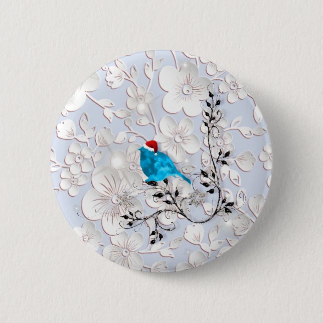 Badge Rond 5 Cm Bluebird Watching pour Père Noël (Devant)