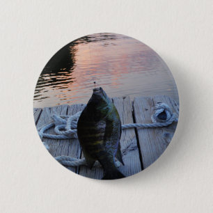 Badge Rond 5 Cm Bluegill au coucher du soleil Lac Arrowhead
