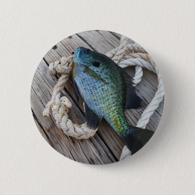 Badge Rond 5 Cm bluegill sur quai (Devant)