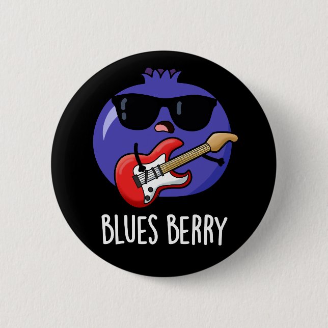 Badge Rond 5 Cm Blues Berry Funny Fruit Pun Dark BG (Devant)