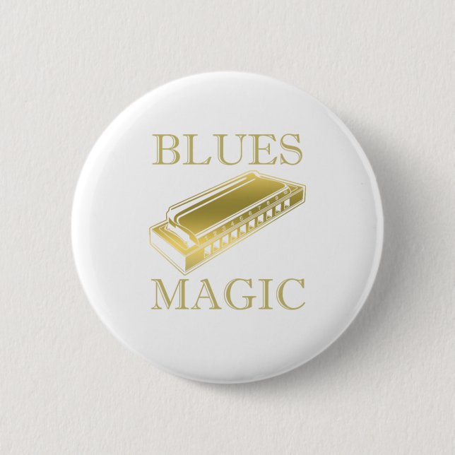 Badge Rond 5 Cm Blues Magic Instrument Harmonica Music Sound Cadea (Devant)