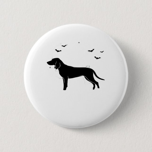 Badge Rond 5 Cm Bluetick Chien - Halloween Lune Silhouette Classic (Devant)