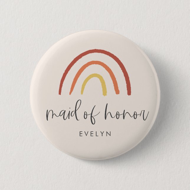 Badge Rond 5 Cm Blush Pink Terracotta Rainbow Custom Maid of Honor (Devant)