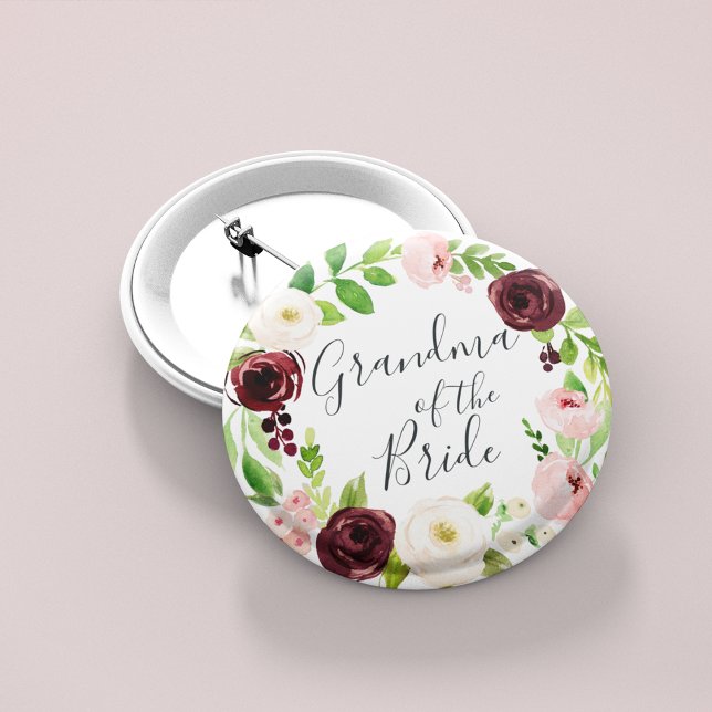 Badge Rond 5 Cm Blush Romance Grand-mère de la mariée (Créateur téléchargé)
