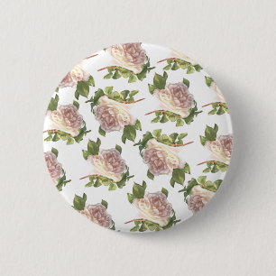 Badge Rond 5 Cm Blushing Ivory Peach Rose