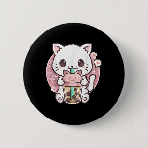 Badge Rond 5 Cm Boba Chat Boba Thé Buble Thé Kawaii Anime Chat Kaw