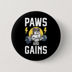 Badge Rond 5 Cm Bodybuilder Amoureux des chiens Gym Porter Fitness