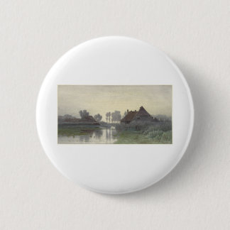 Badge Rond 5 Cm Boer Homes sur l'eau dans le brouillard matinal