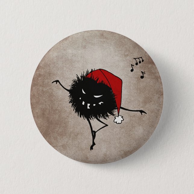 Badge Rond 5 Cm Boeuf de Noël au mal foncé (Devant)