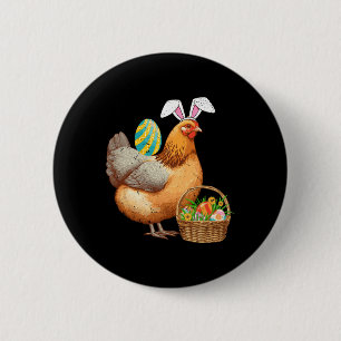 Badge Rond 5 Cm Boeuf De Pâques De Pâques De Poulet Et De Lapin