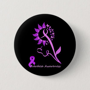 Badge Rond 5 Cm Boeuf de sensibilisation aux surdoses violettes To